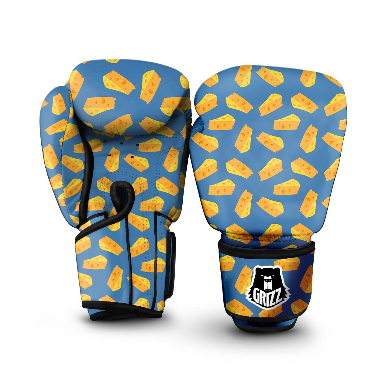 Cheese Slice Print Pattern Boxing Gloves-grizzshop