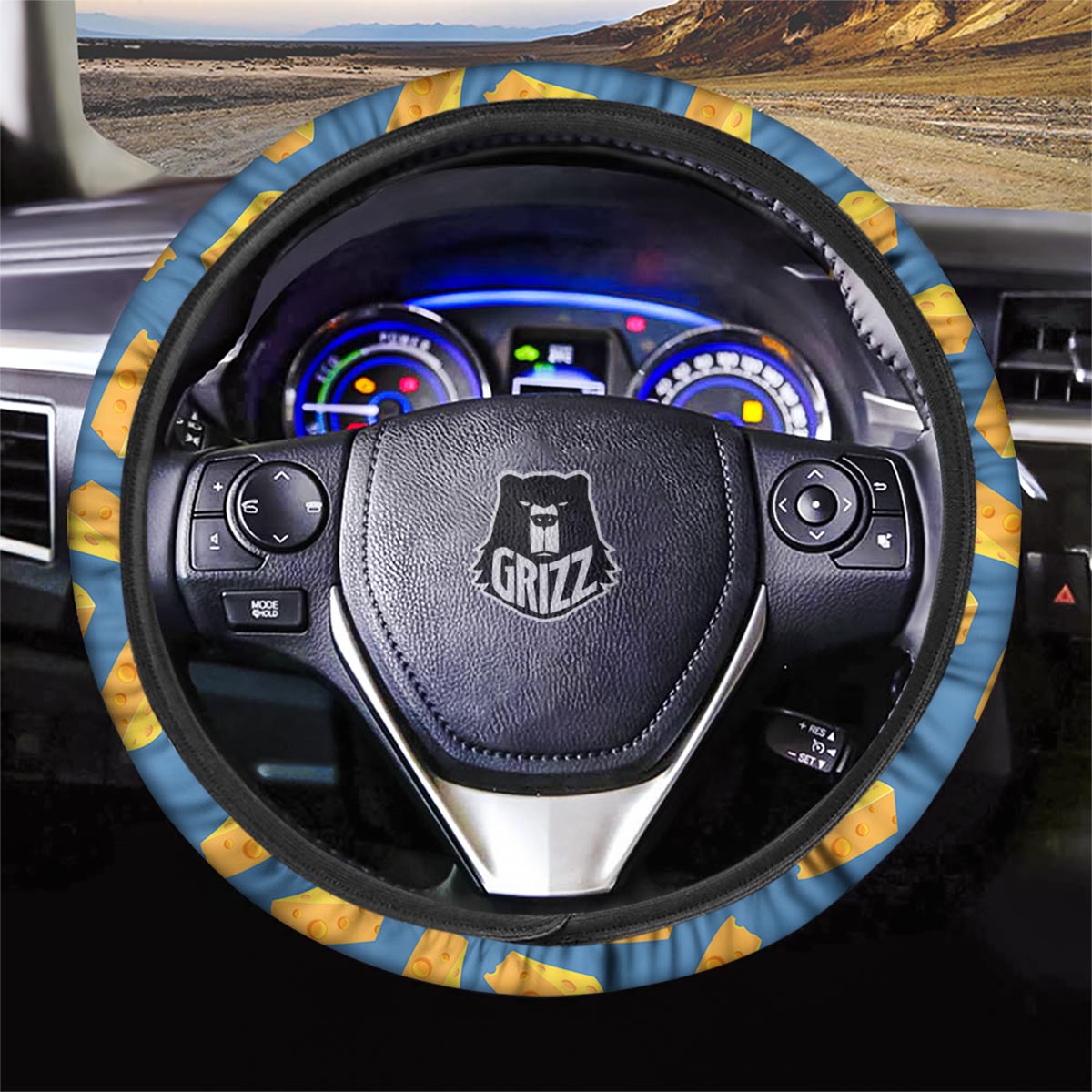 Cheese Slice Print Pattern Car Steering Wheel Cover-grizzshop