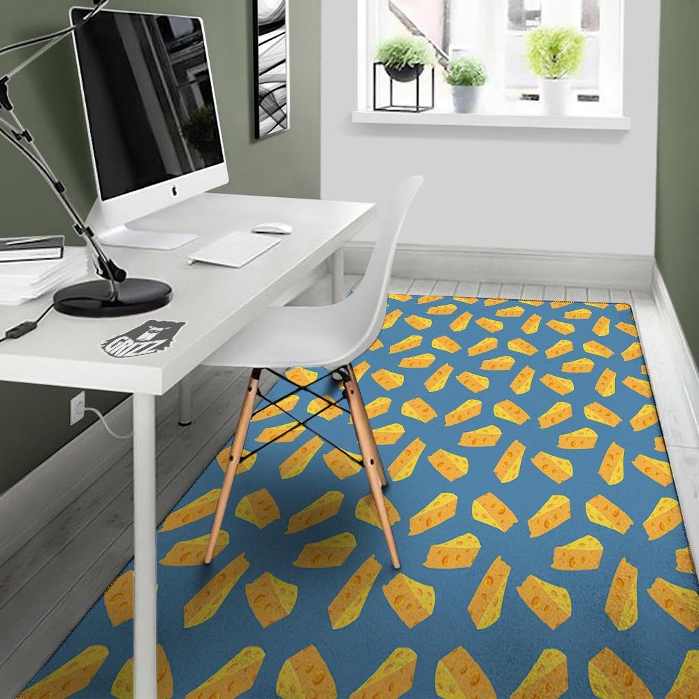 Cheese Slice Print Pattern Floor Mat-grizzshop