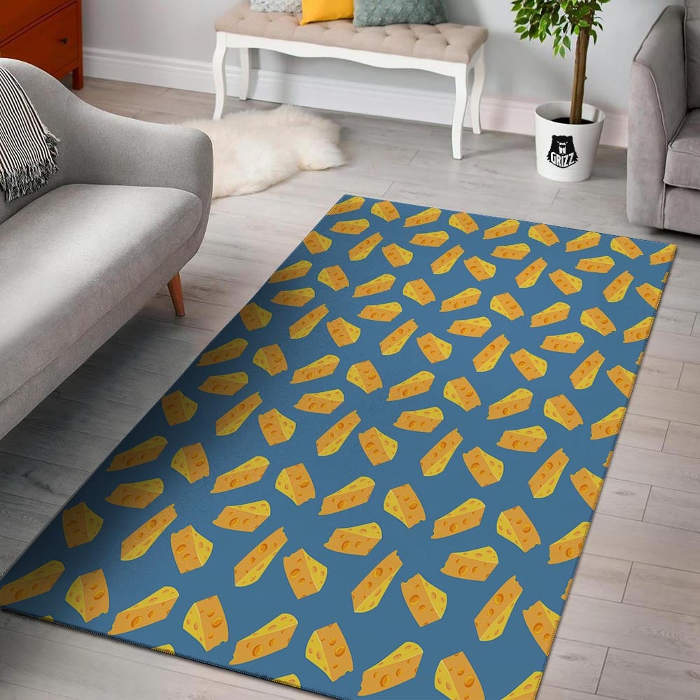 Cheese Slice Print Pattern Floor Mat-grizzshop