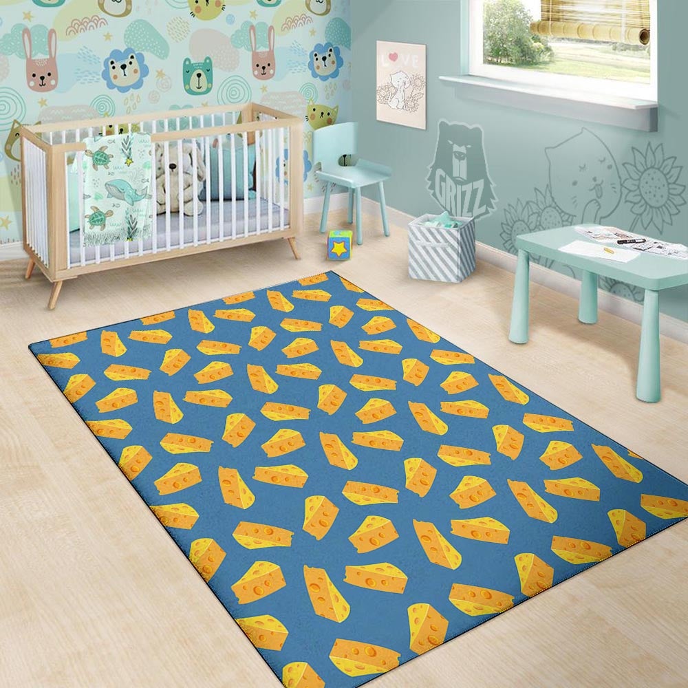Cheese Slice Print Pattern Floor Mat-grizzshop