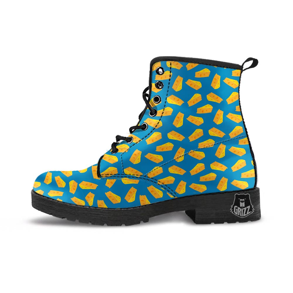 Cheese Slice Print Pattern Leather Boots-grizzshop