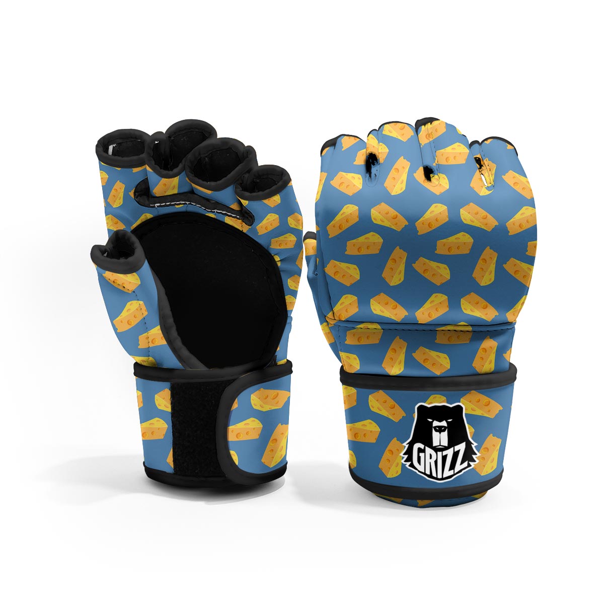 Cheese Slice Print Pattern MMA Gloves-grizzshop