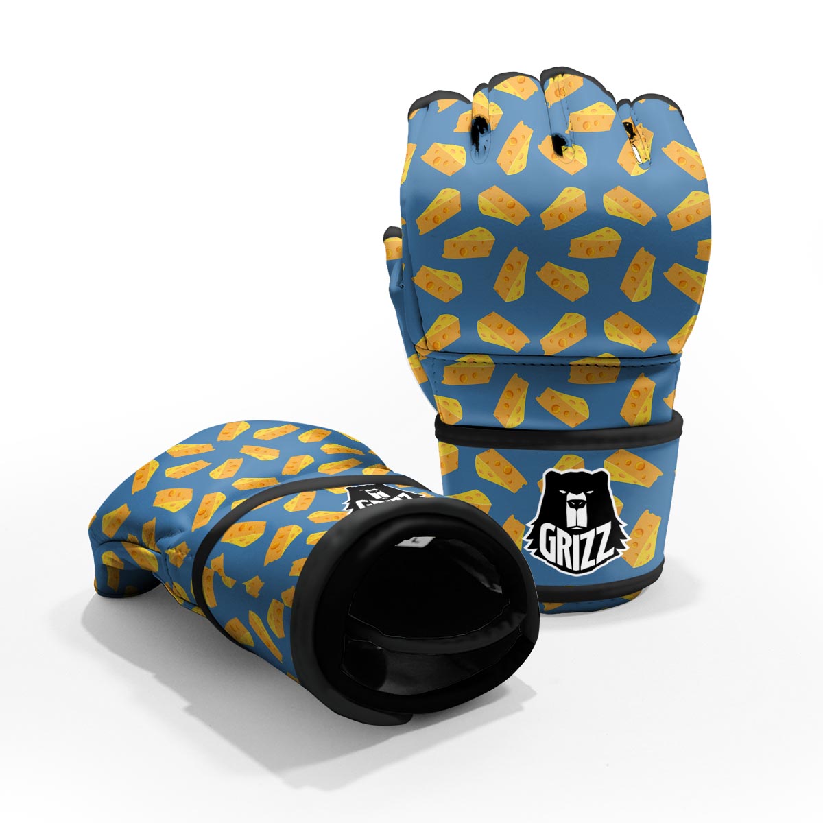 Cheese Slice Print Pattern MMA Gloves-grizzshop