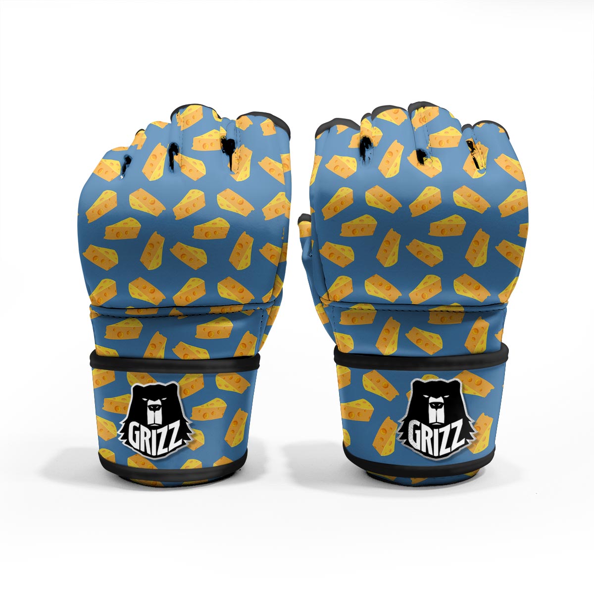Cheese Slice Print Pattern MMA Gloves-grizzshop