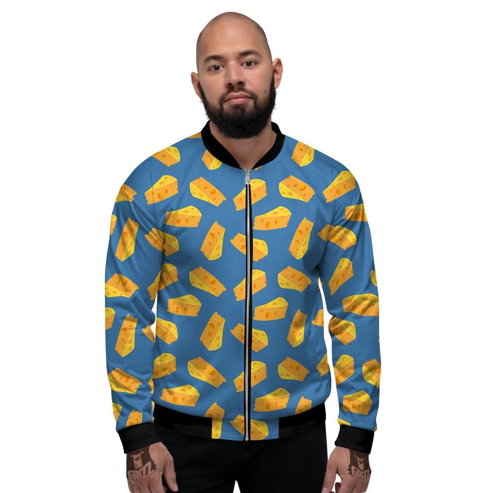 Cheese Slice Print Pattern Men's Bomber Jacket-grizzshop