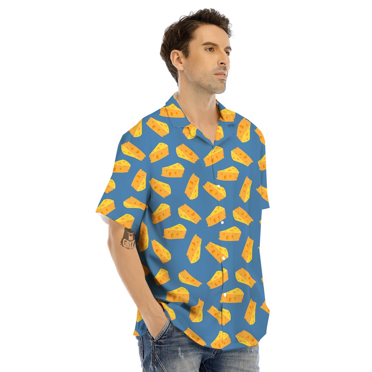 Cheese Slice Print Pattern Men's Hawaiian Shirt-grizzshop