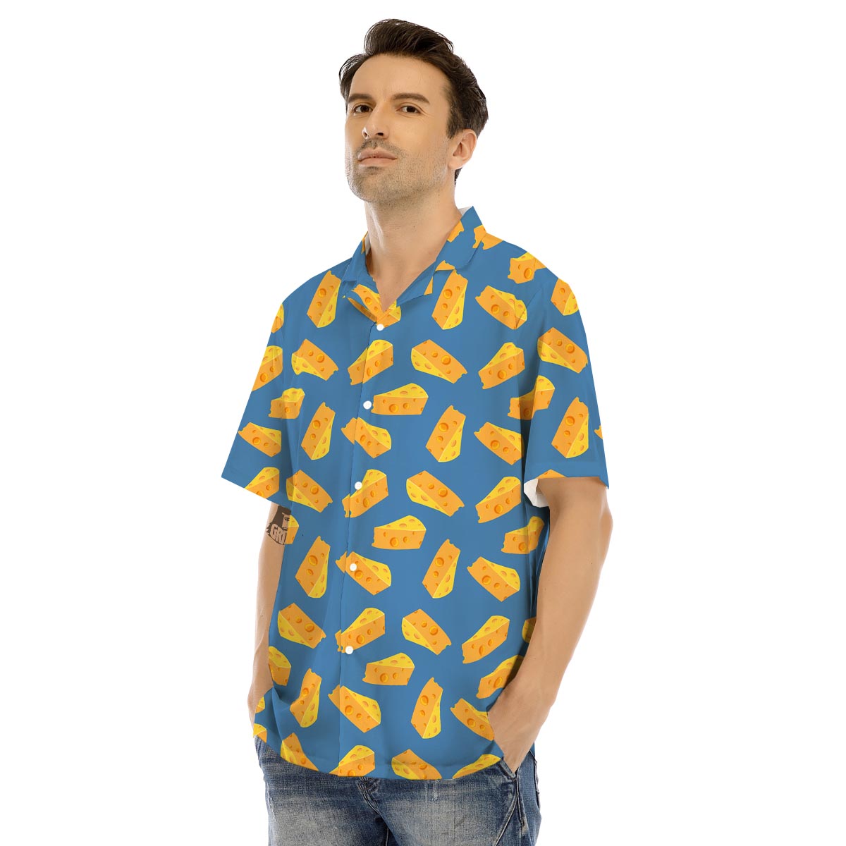 Cheese Slice Print Pattern Men's Hawaiian Shirt-grizzshop