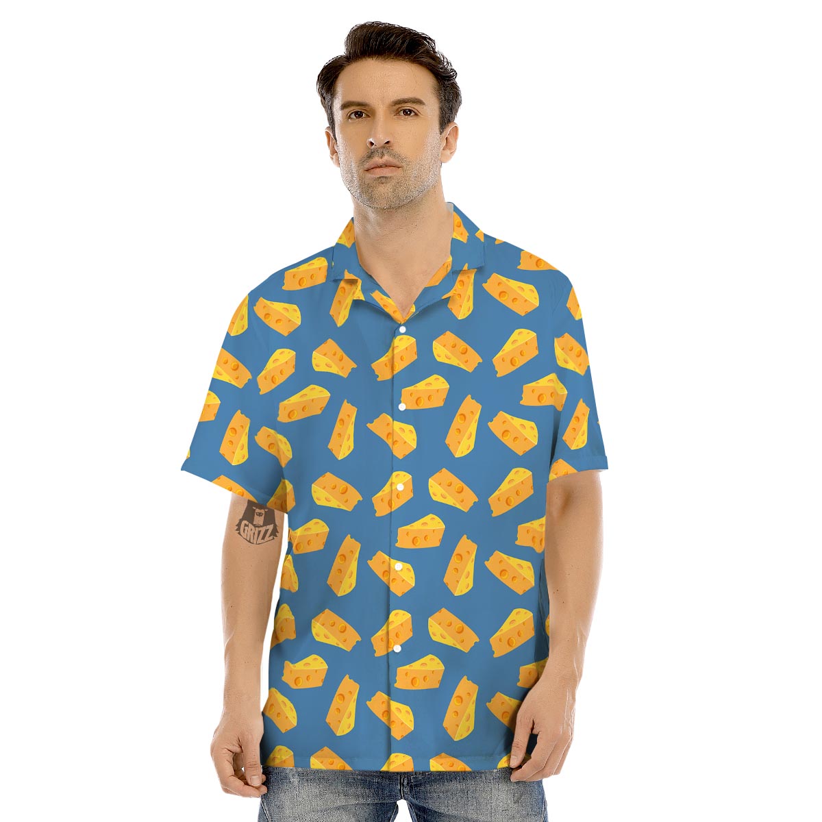 Cheese Slice Print Pattern Men's Hawaiian Shirt-grizzshop