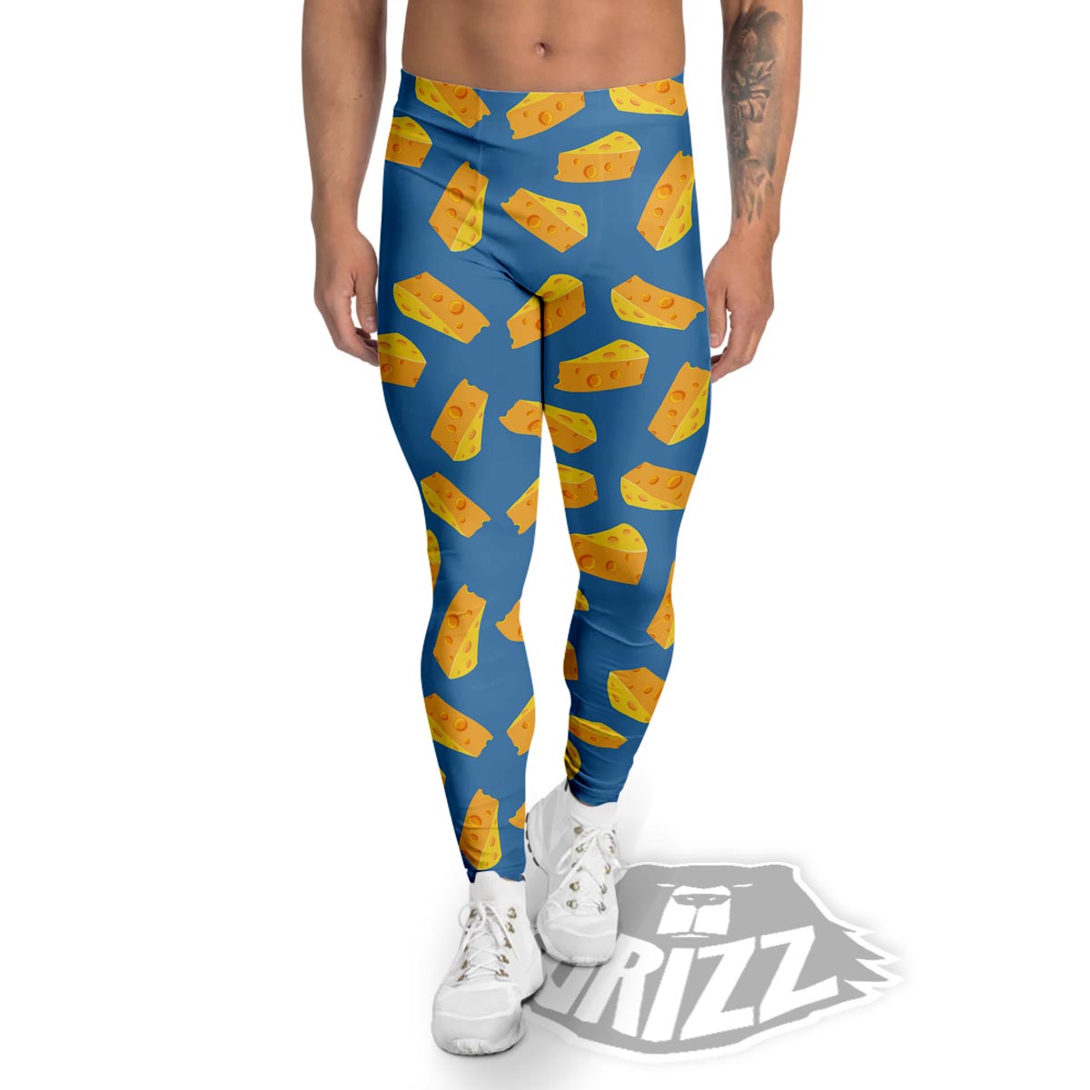 Cheese Slice Print Pattern Men's Leggings-grizzshop
