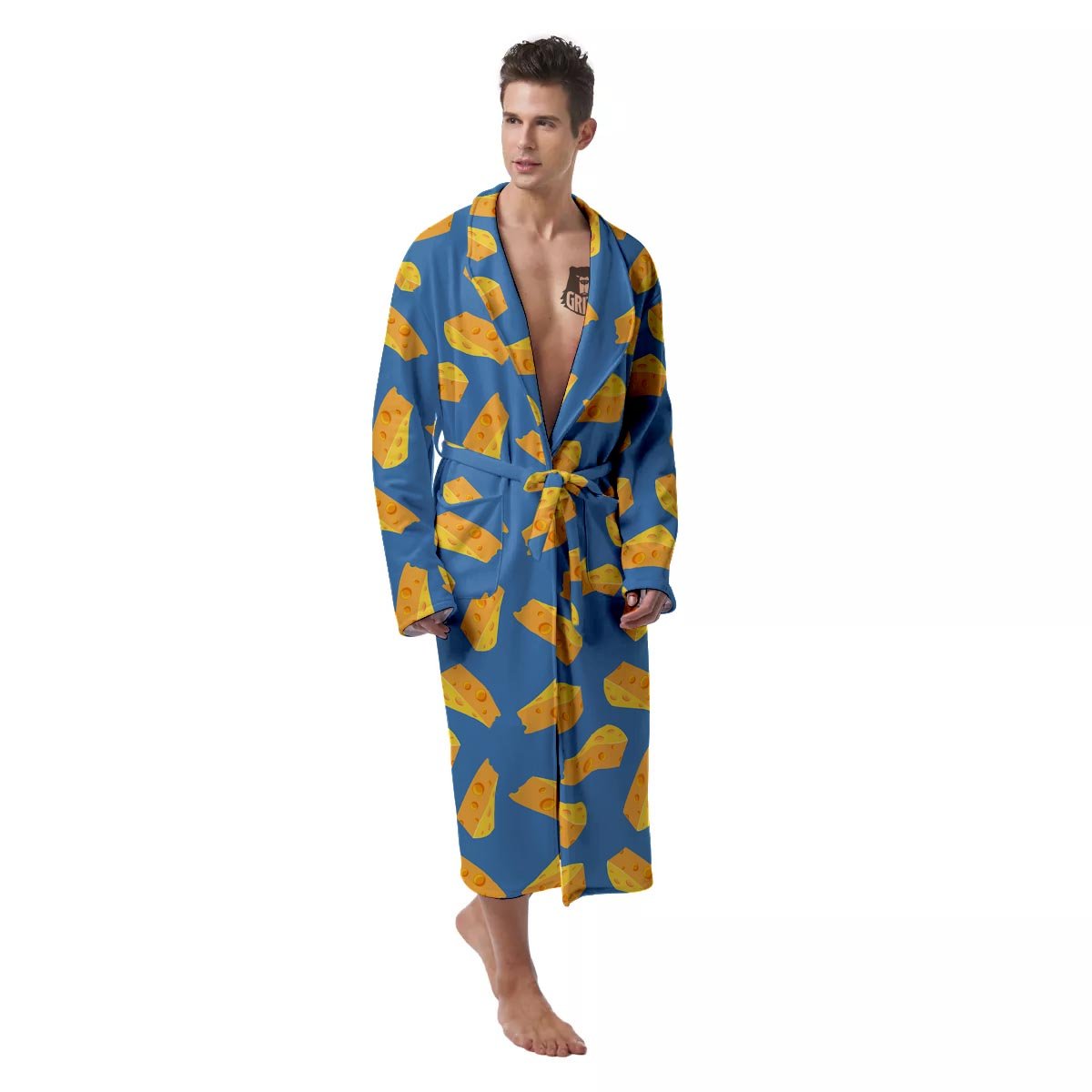 Cheese Slice Print Pattern Men's Robe-grizzshop