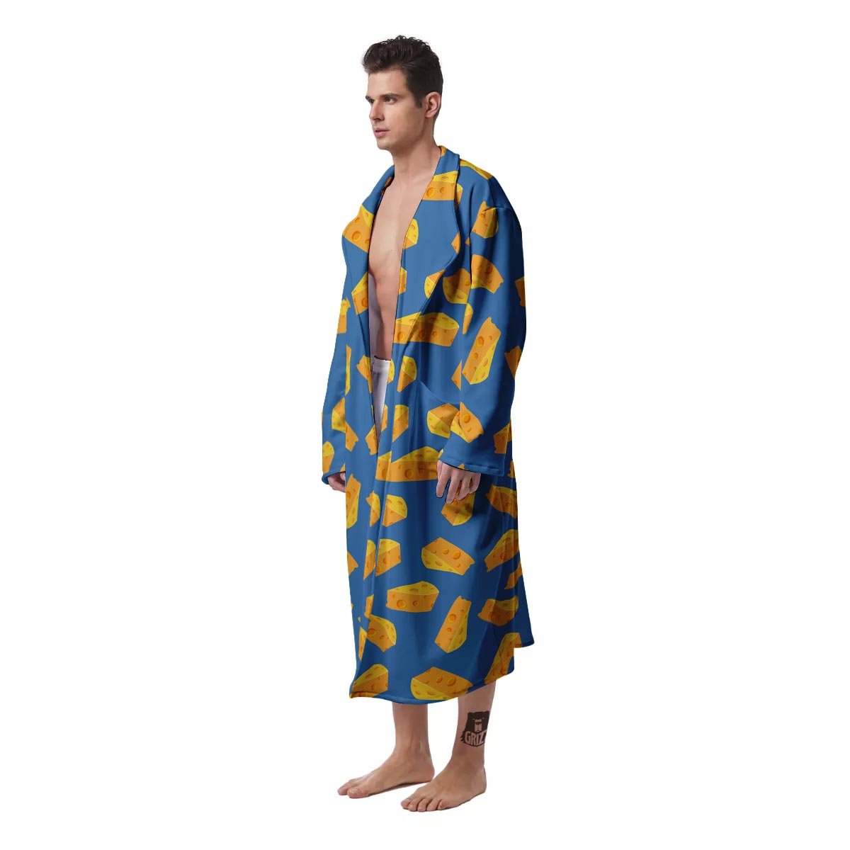 Cheese Slice Print Pattern Men's Robe-grizzshop