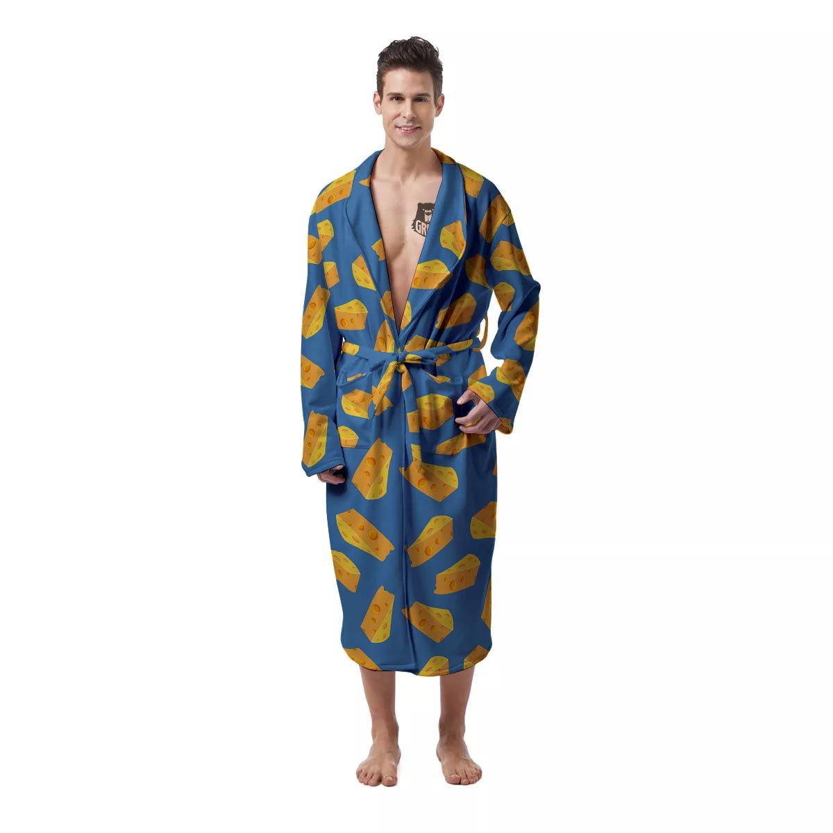 Cheese Slice Print Pattern Men's Robe-grizzshop