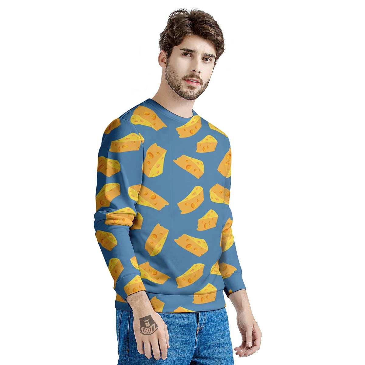 Cheese Slice Print Pattern Men's Sweatshirt-grizzshop