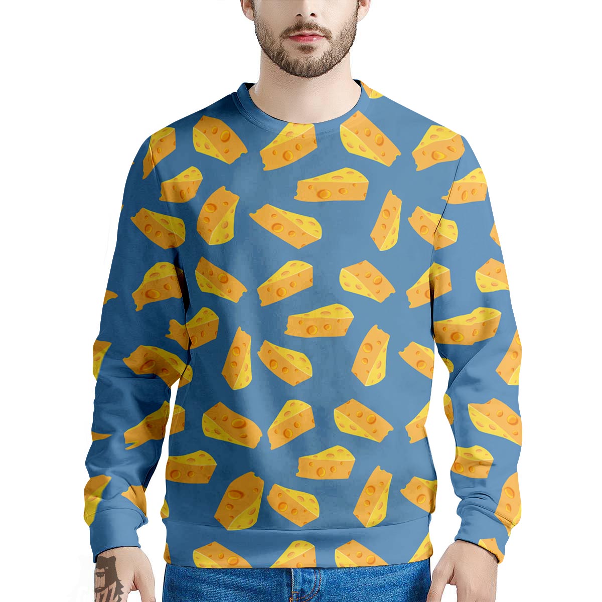 Cheese Slice Print Pattern Men's Sweatshirt-grizzshop