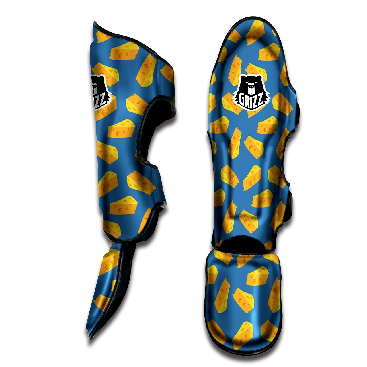 Cheese Slice Print Pattern Muay Thai Shin Guards-grizzshop