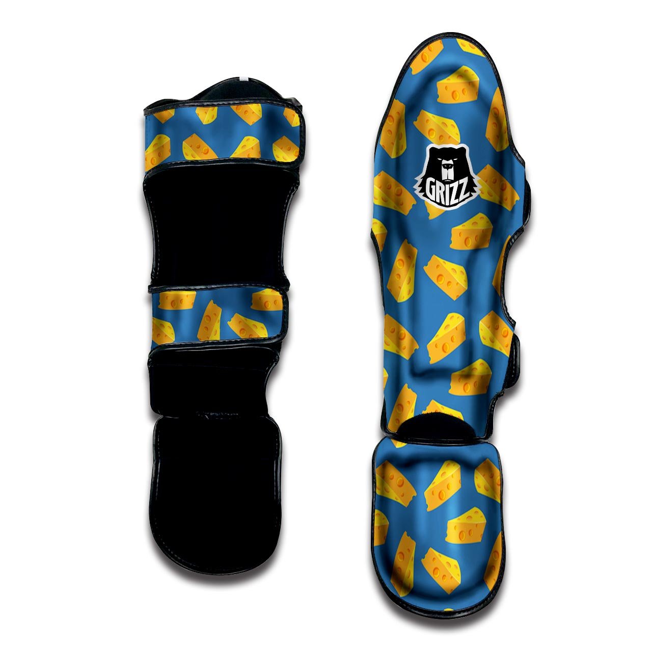 Cheese Slice Print Pattern Muay Thai Shin Guards-grizzshop