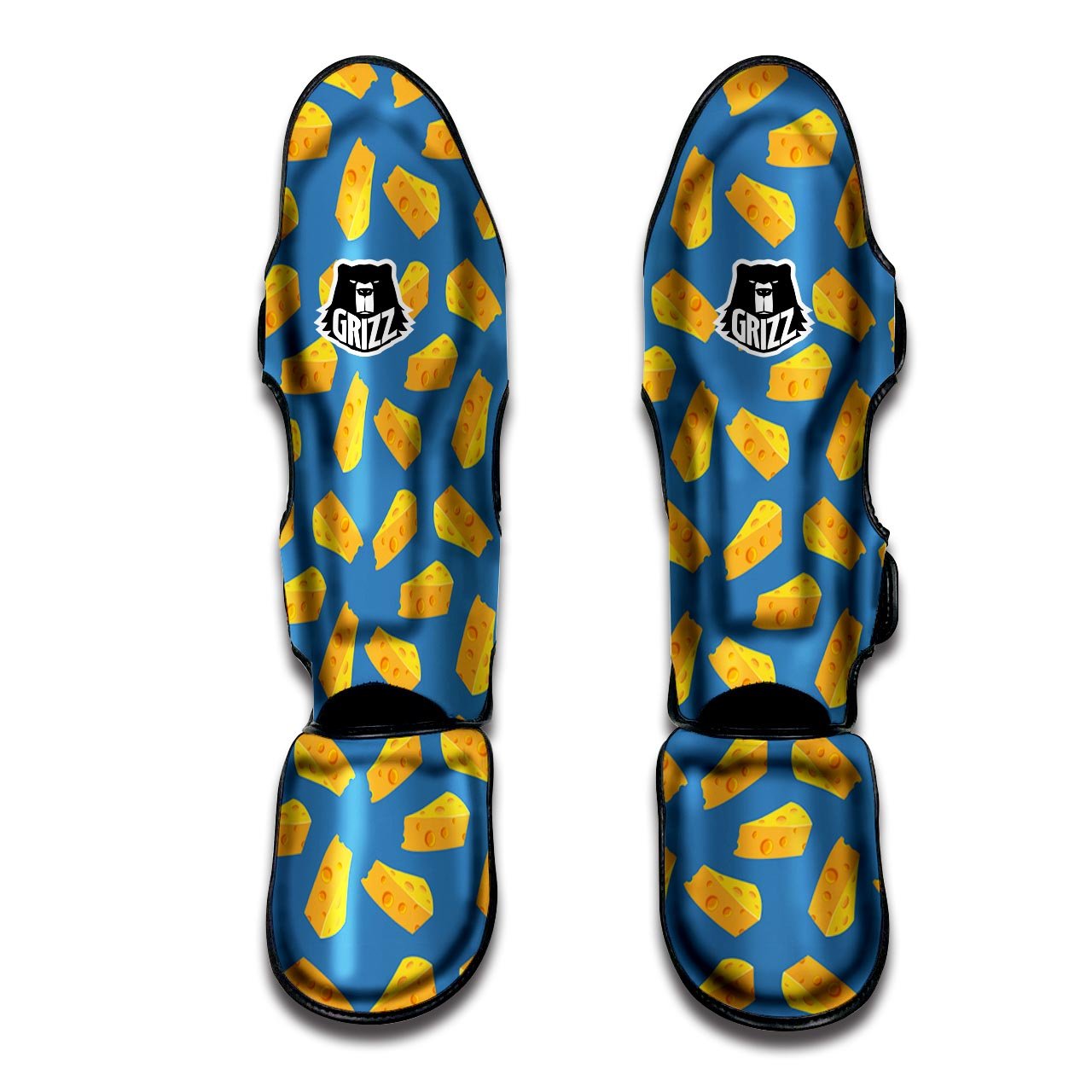 Cheese Slice Print Pattern Muay Thai Shin Guards-grizzshop