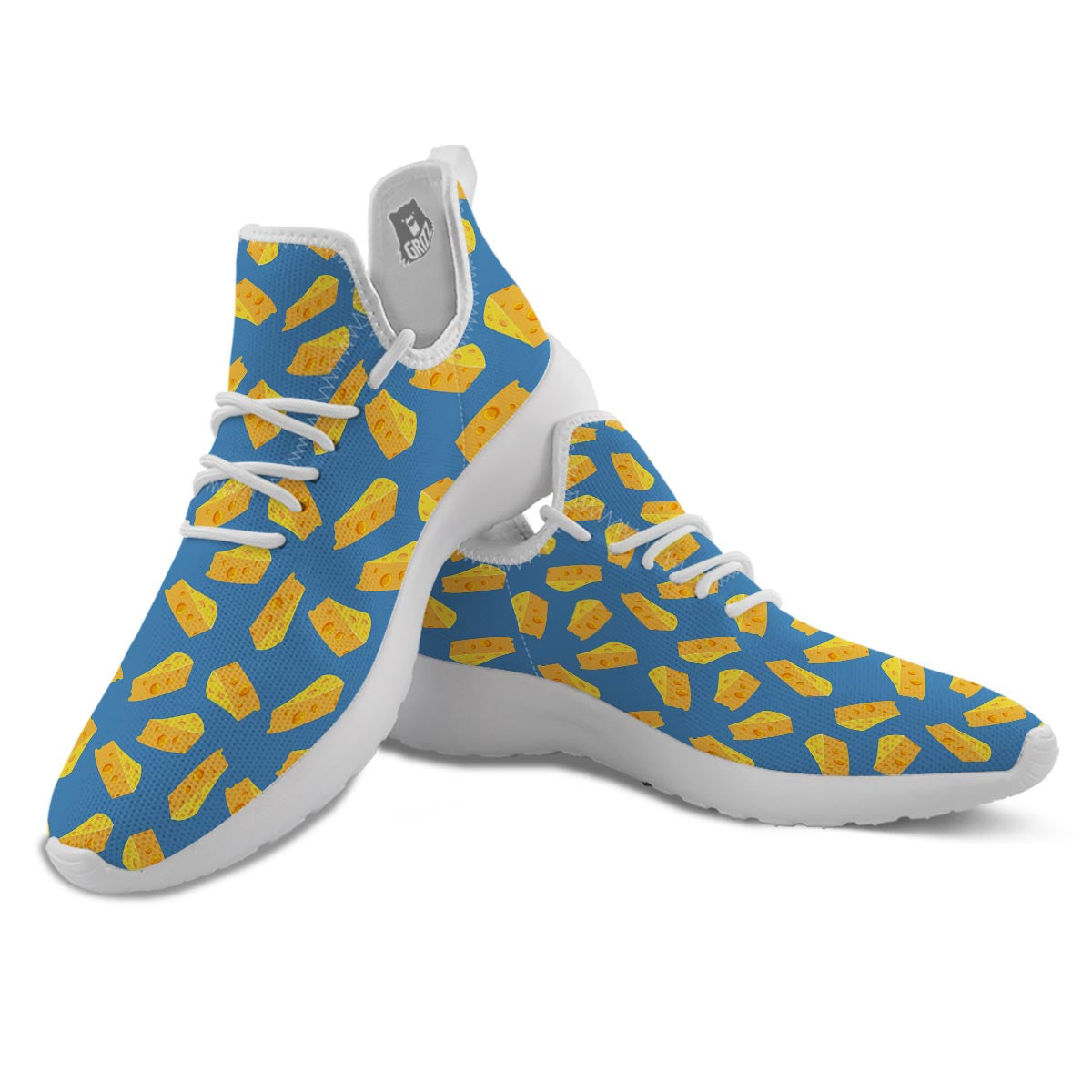 Cheese Slice Print Pattern White Athletic Shoes-grizzshop