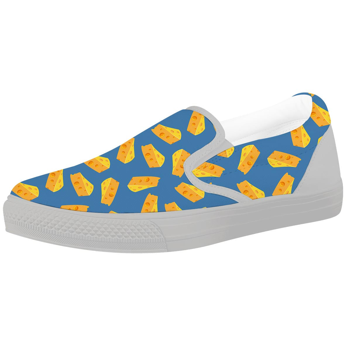 Cheese Slice Print Pattern White Slip On Shoes-grizzshop
