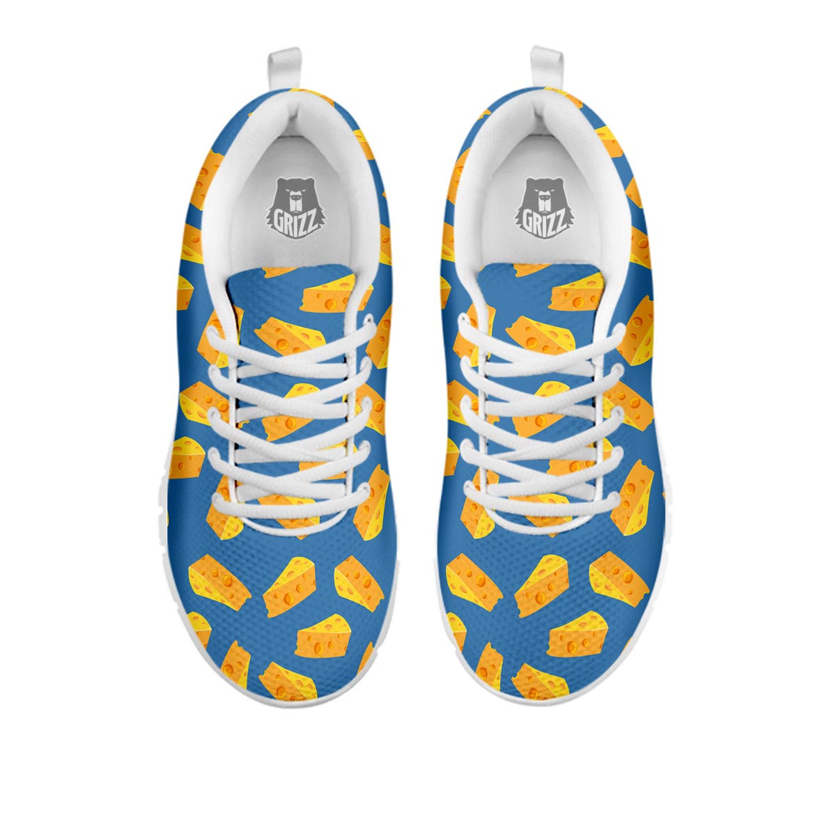 Cheese Slice Print Pattern White Sneaker-grizzshop