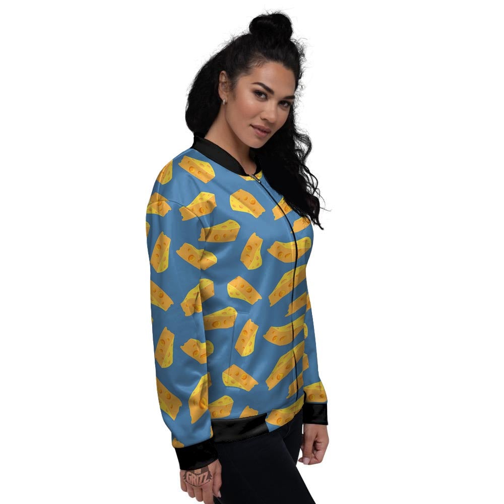 Cheese Slice Print Pattern Women's Bomber Jacket-grizzshop