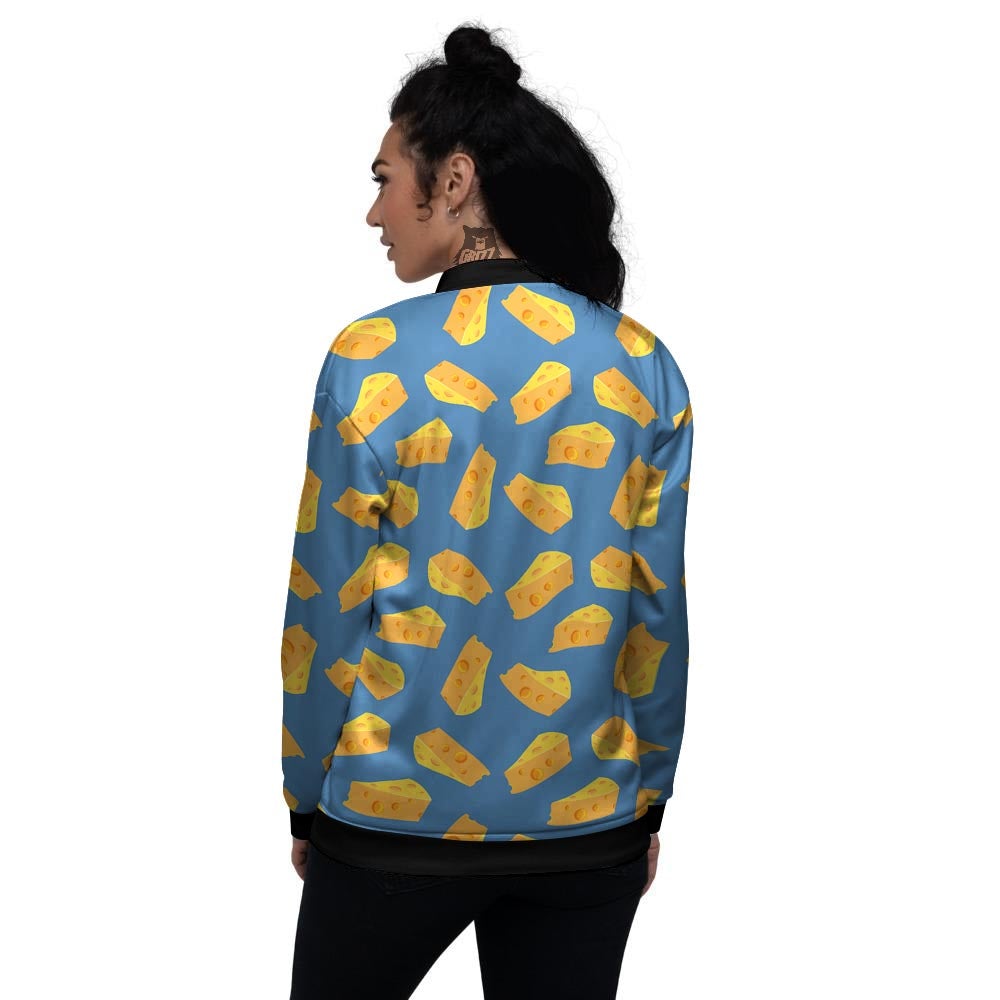 Cheese Slice Print Pattern Women's Bomber Jacket-grizzshop