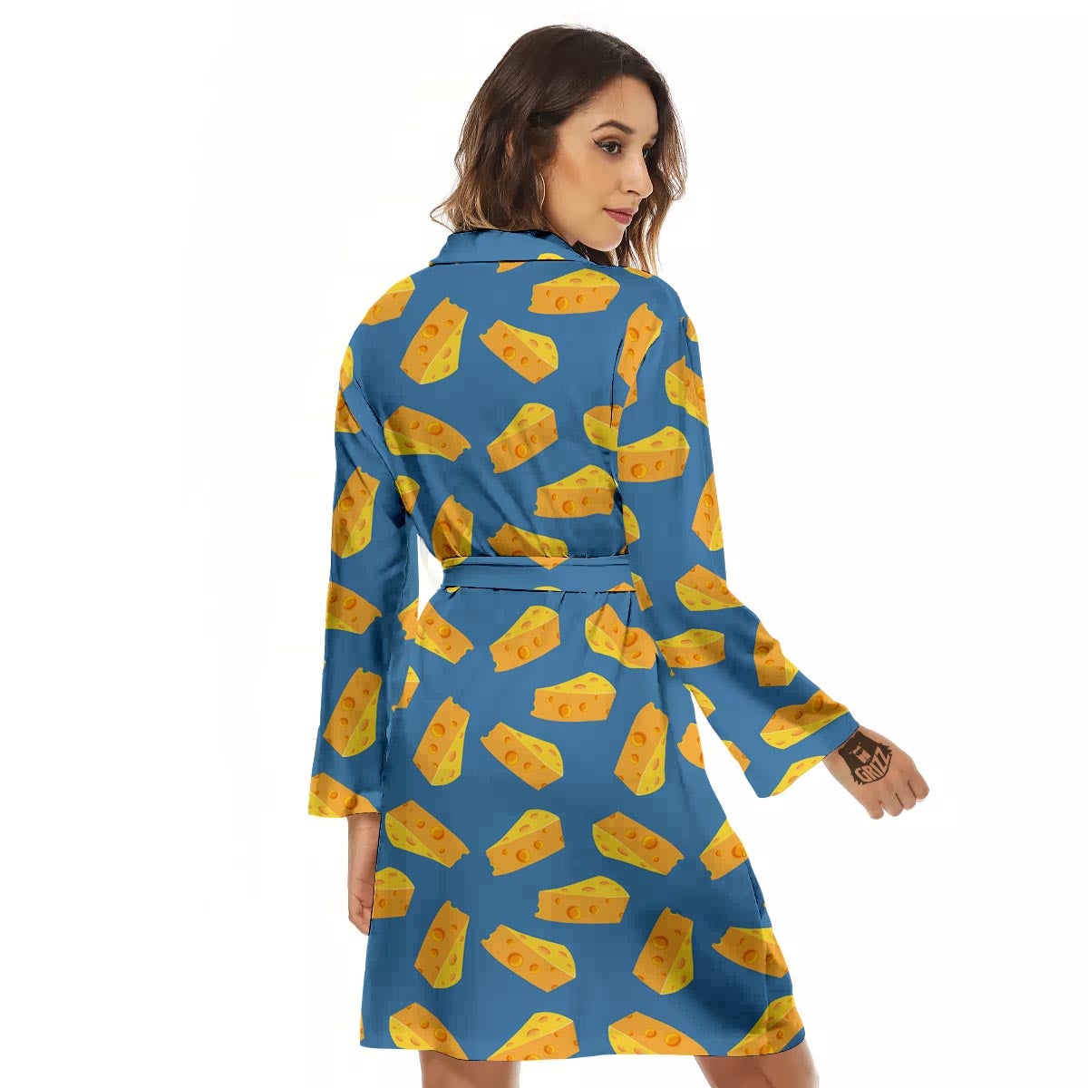 Cheese Slice Print Pattern Women's Robe-grizzshop