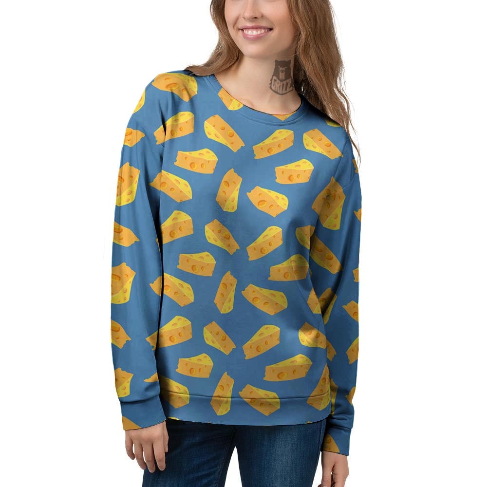 Cheese Slice Print Pattern Women's Sweatshirt-grizzshop