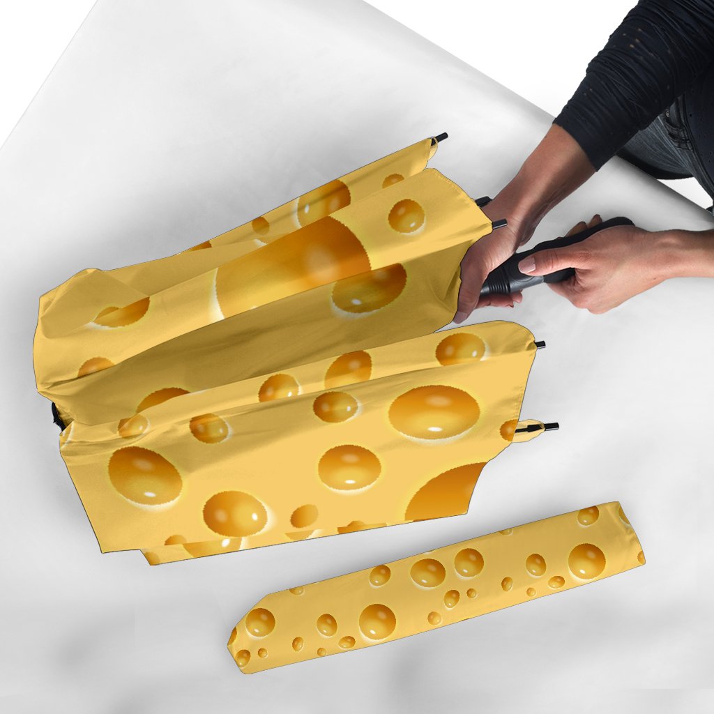 Cheese Surface Pattern Print Automatic Foldable Umbrella-grizzshop