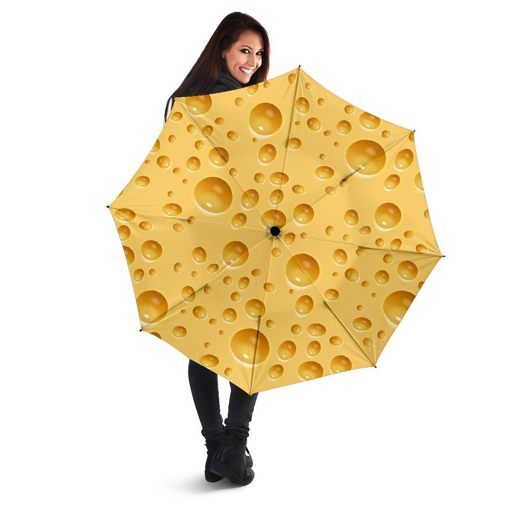 Cheese Surface Pattern Print Automatic Foldable Umbrella-grizzshop