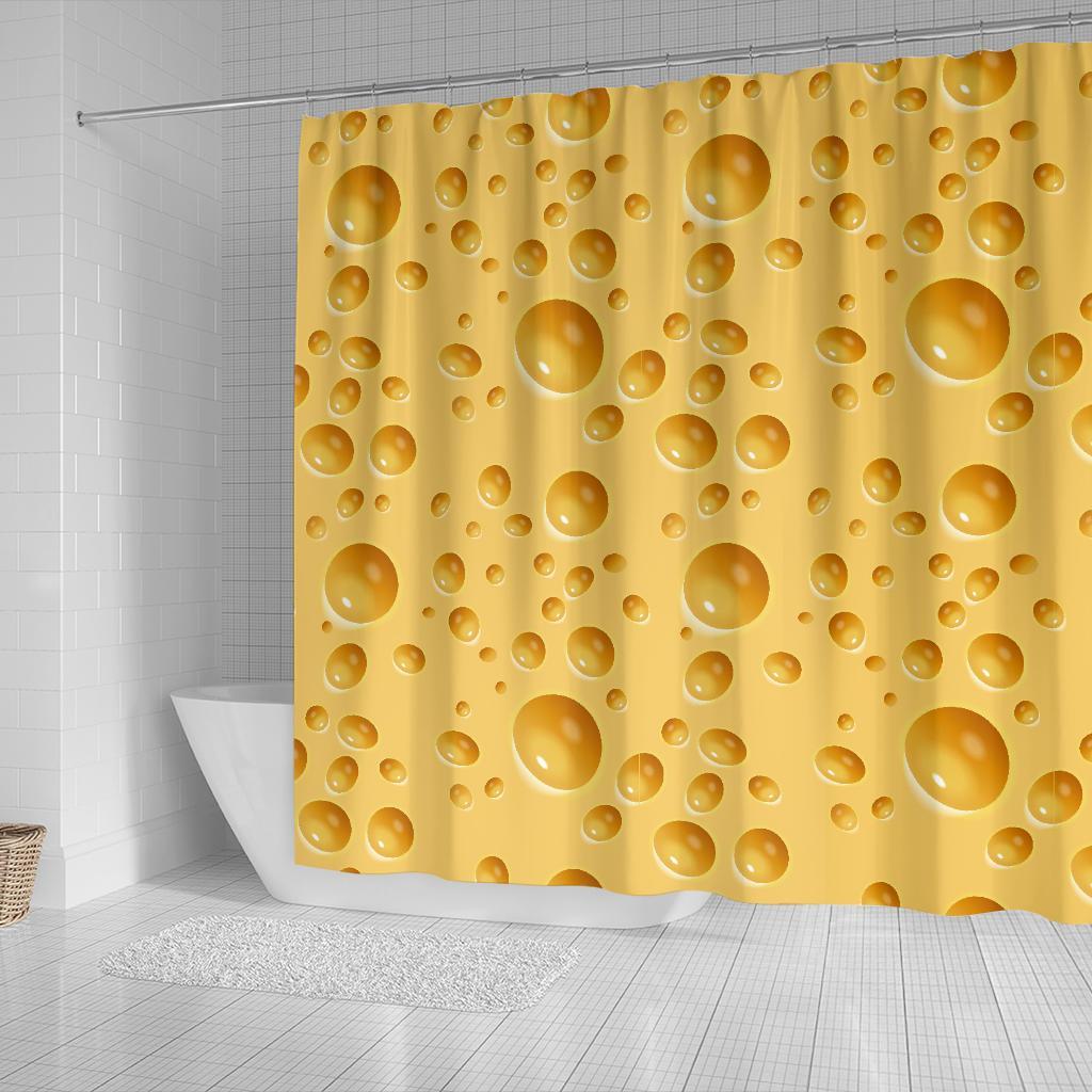 Cheese Surface Pattern Print Bathroom Shower Curtain-grizzshop