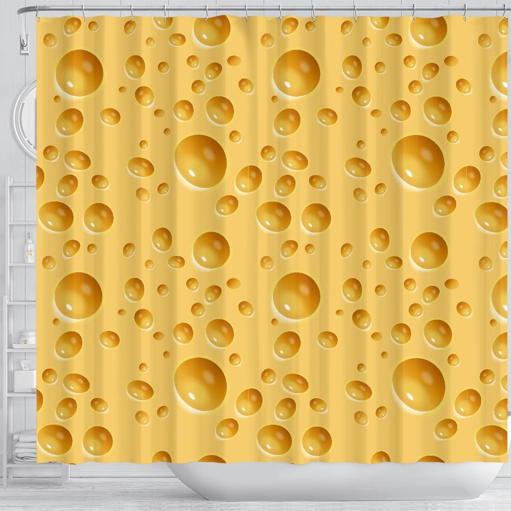 Cheese Surface Pattern Print Bathroom Shower Curtain-grizzshop