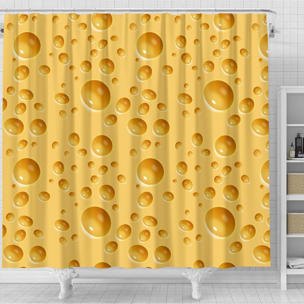 Cheese Surface Pattern Print Bathroom Shower Curtain-grizzshop