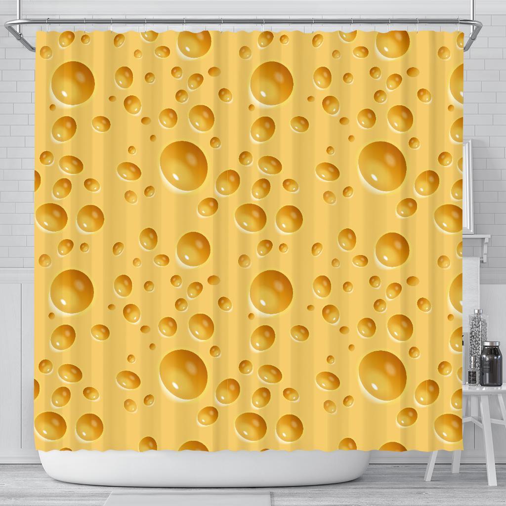 Cheese Surface Pattern Print Bathroom Shower Curtain-grizzshop