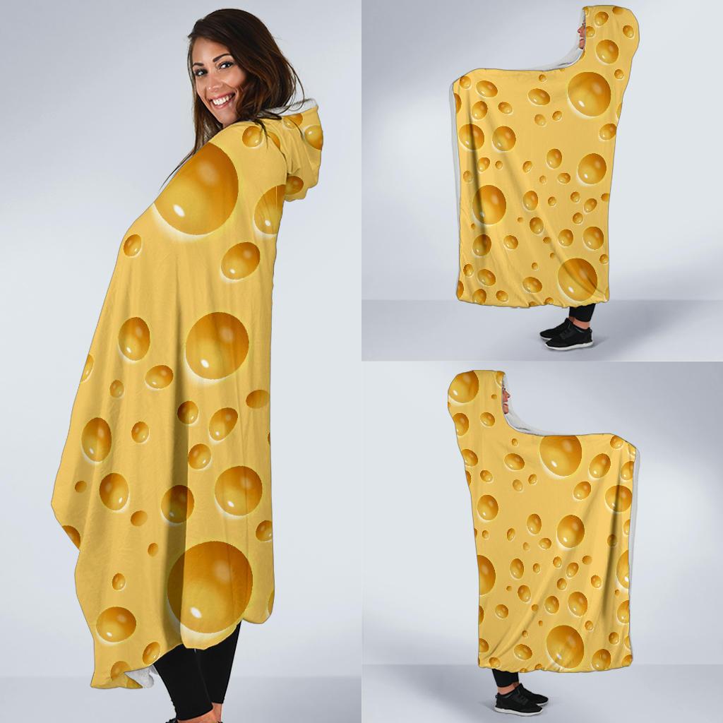 Cheese Surface Pattern Print Hooded Blanket-grizzshop