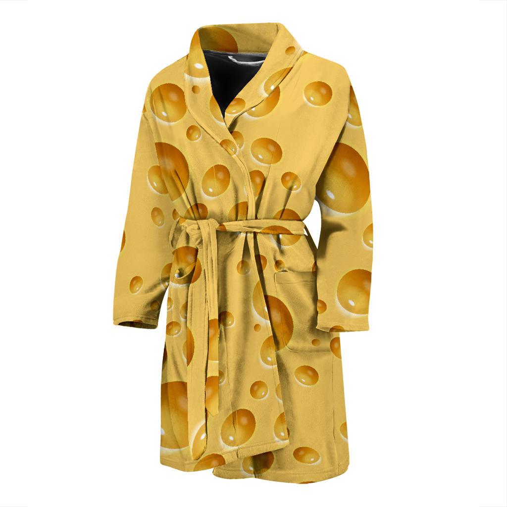 Cheese Surface Pattern Print Men Long Robe-grizzshop