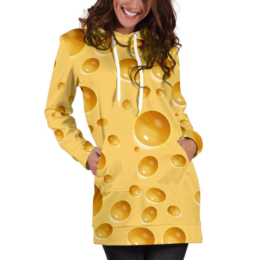 Cheese Surface Pattern Print Women Hoodie Dress-grizzshop