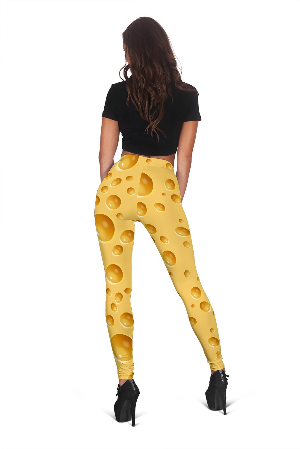 Cheese Surface Pattern Print Women Leggings-grizzshop