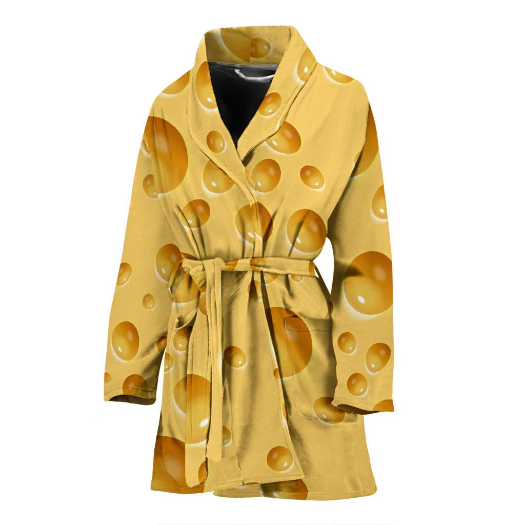 Cheese Surface Pattern Print Women Long Robe-grizzshop