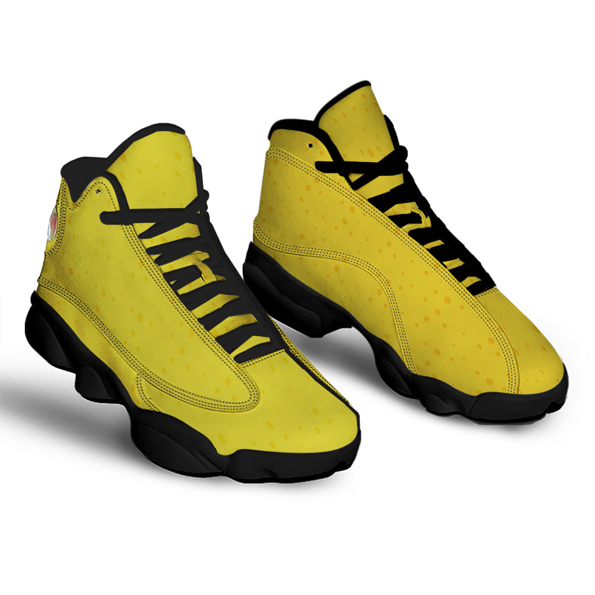 Cheese Yellow Print Pattern Black Basketball Shoes-grizzshop
