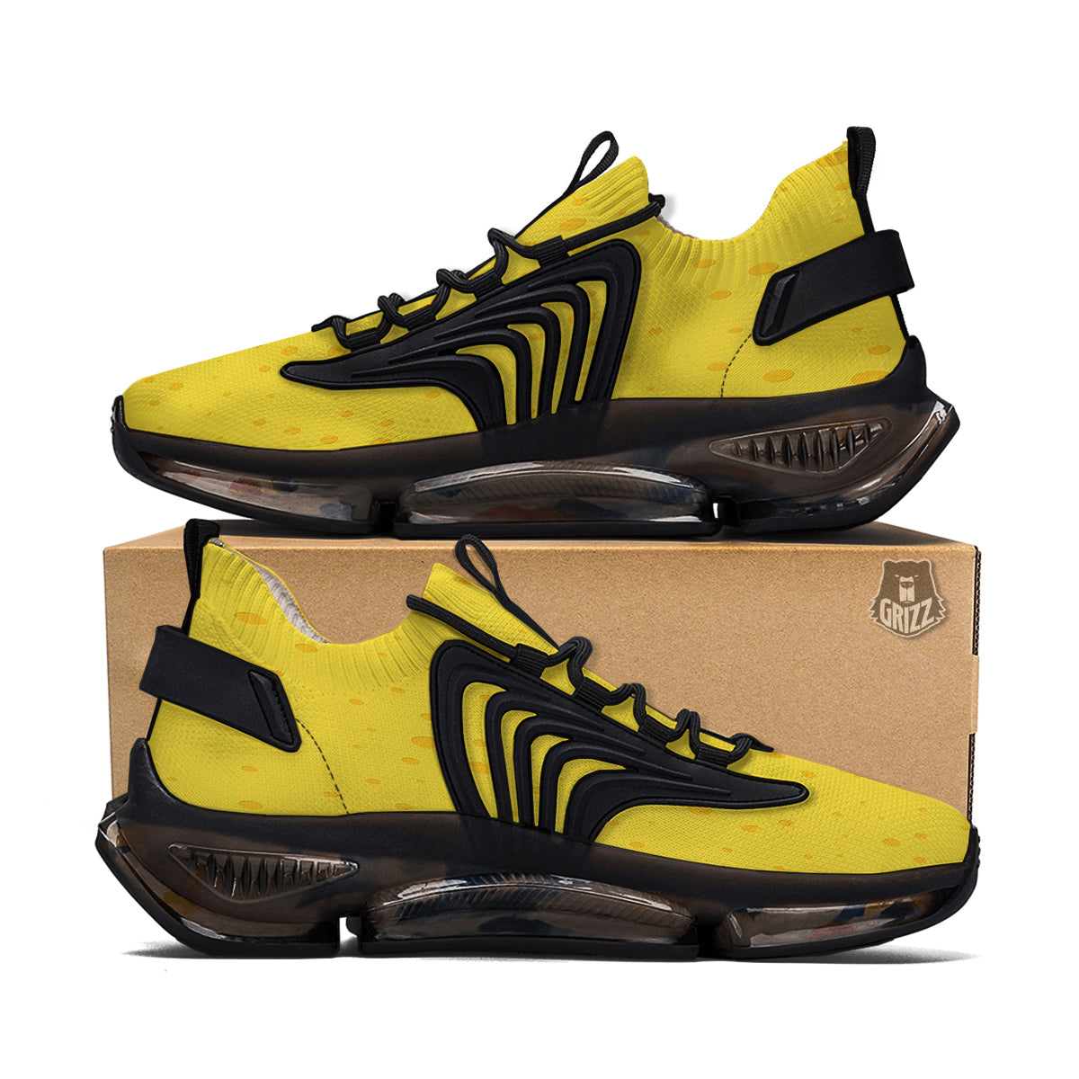 Cheese Yellow Print Pattern Black Gym Shoes-grizzshop