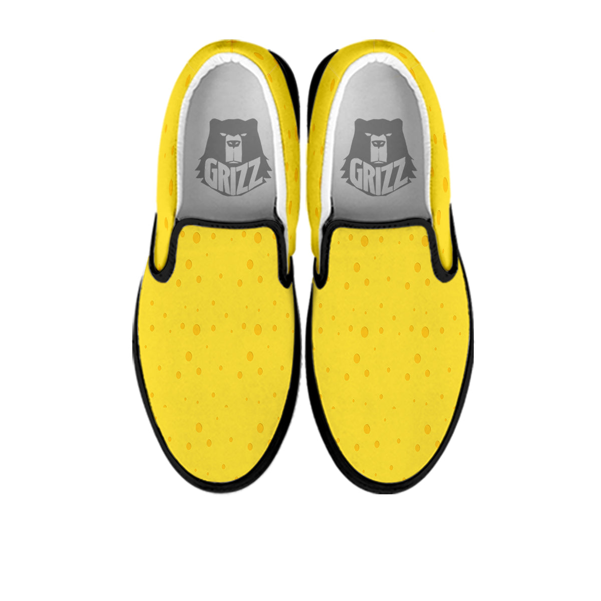 Cheese Yellow Print Pattern Black Slip On Shoes-grizzshop