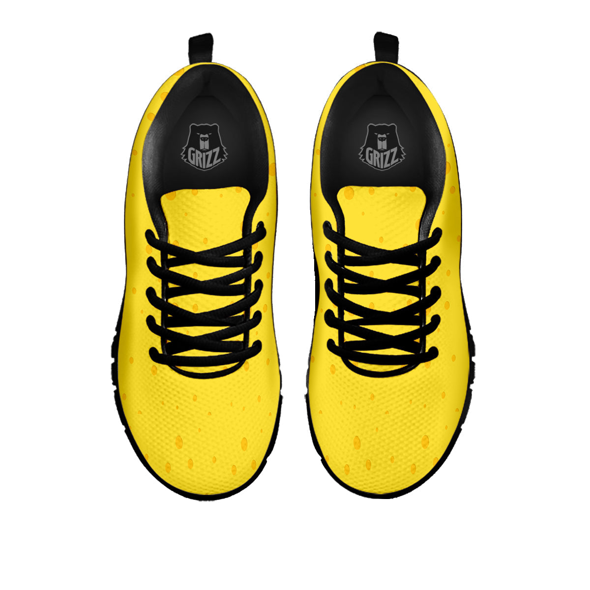 Cheese Yellow Print Pattern Black Sneaker-grizzshop