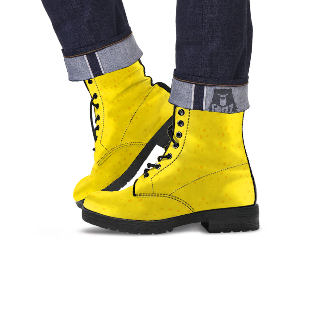 Cheese Yellow Print Pattern Leather Boots-grizzshop