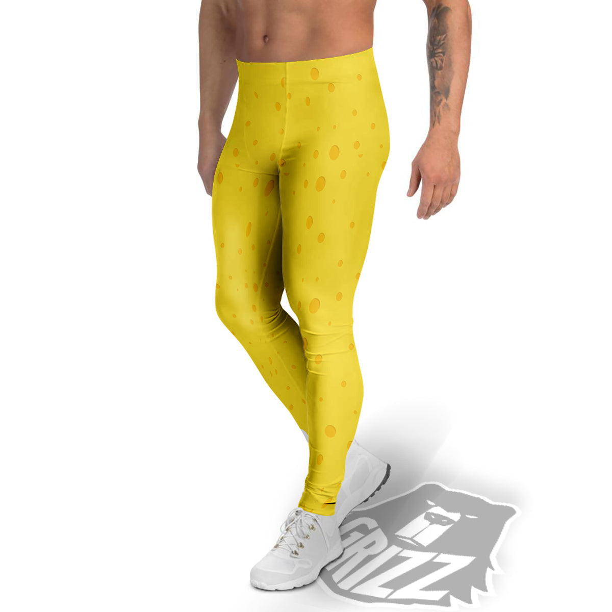 Cheese Yellow Print Pattern Men's Leggings-grizzshop
