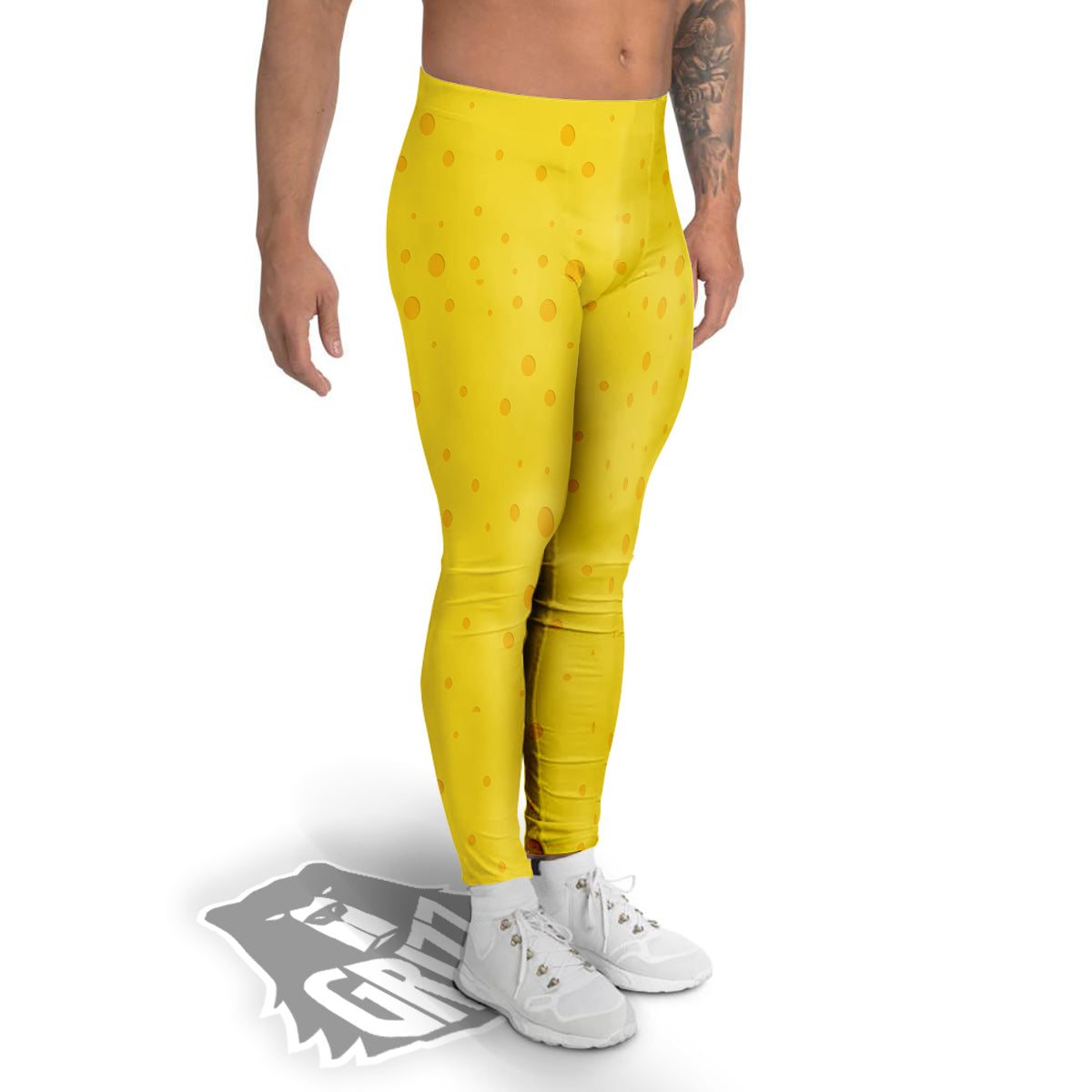 Cheese Yellow Print Pattern Men's Leggings-grizzshop