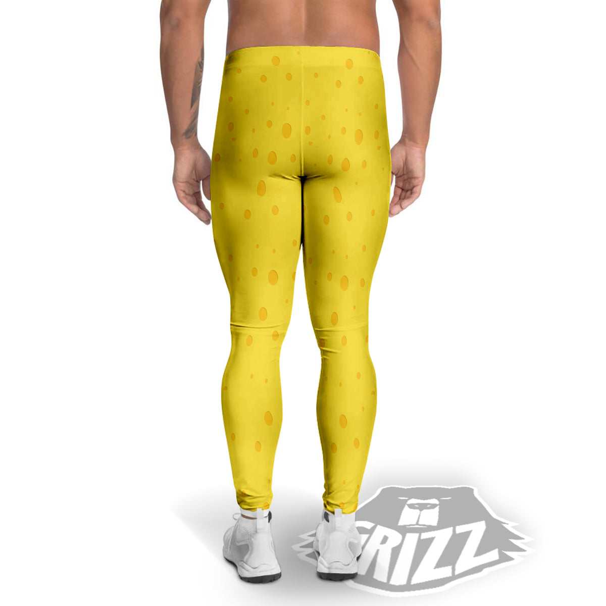 Cheese Yellow Print Pattern Men's Leggings-grizzshop
