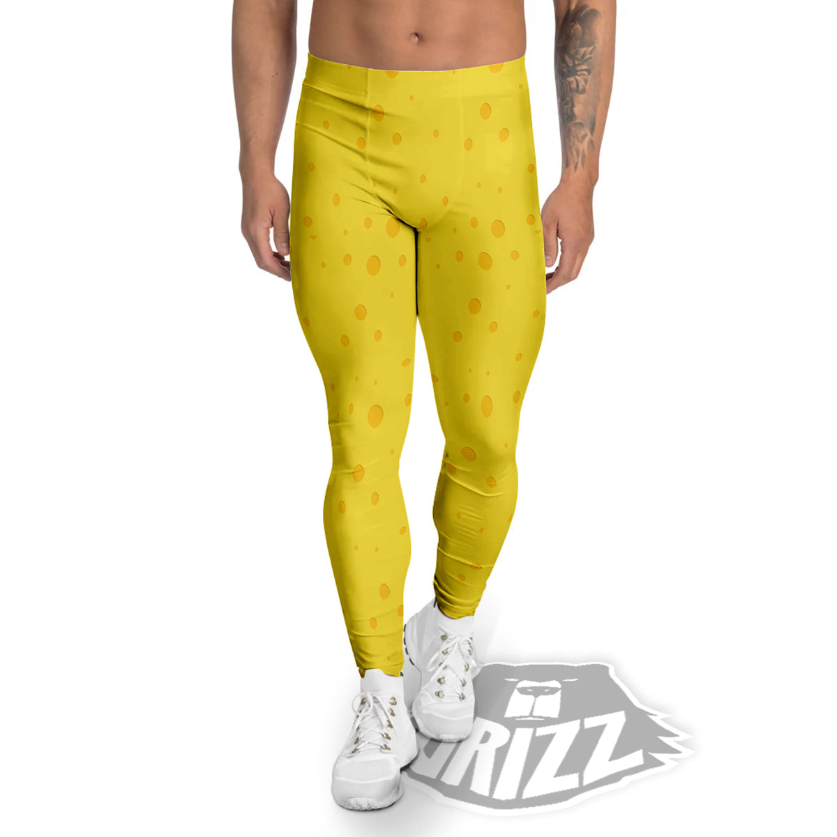 Cheese Yellow Print Pattern Men's Leggings-grizzshop