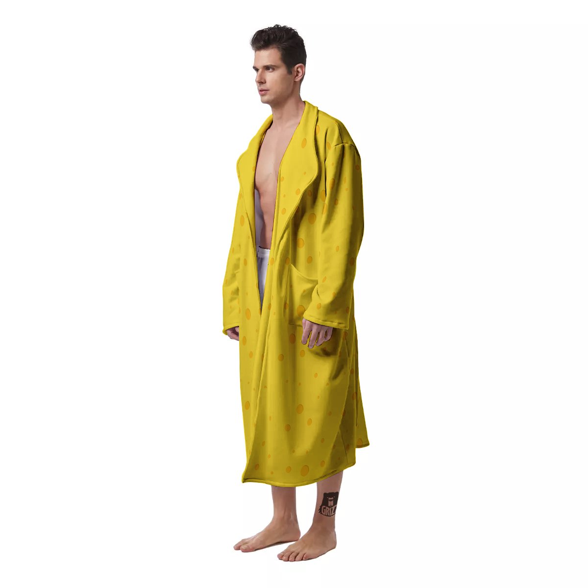 Cheese Yellow Print Pattern Men's Robe-grizzshop